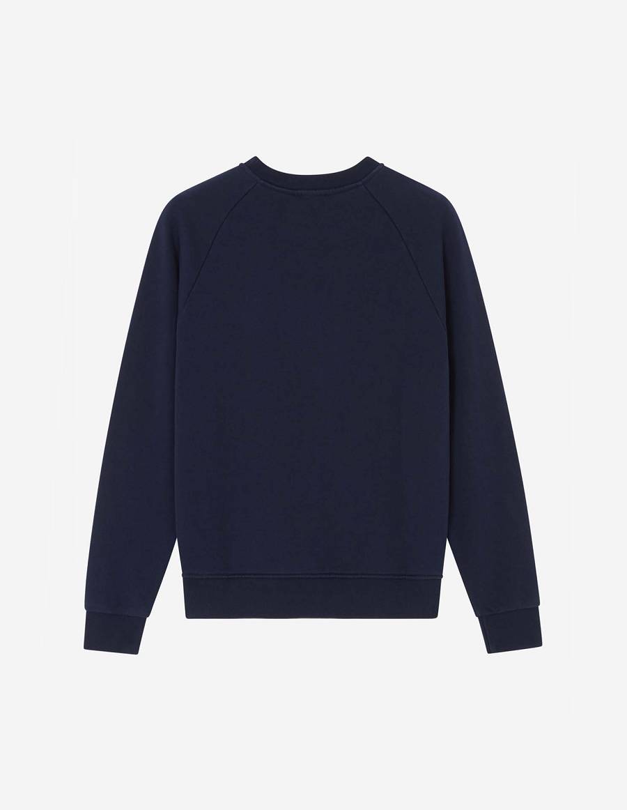 Navy Women's Maison Kitsune Fox Head Patch Adjusted Sweatshirts | AU-M0634