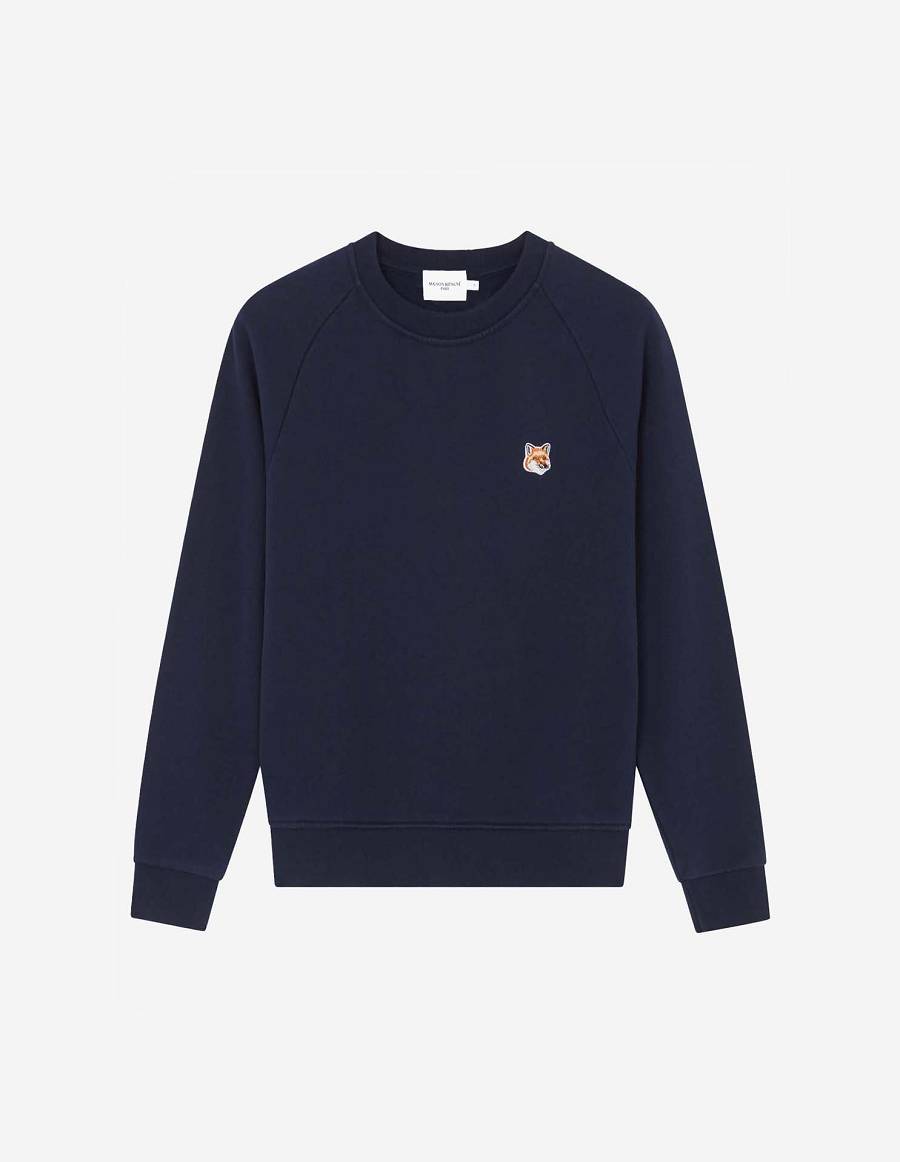 Navy Women\'s Maison Kitsune Fox Head Patch Adjusted Sweatshirts | AU-M0634