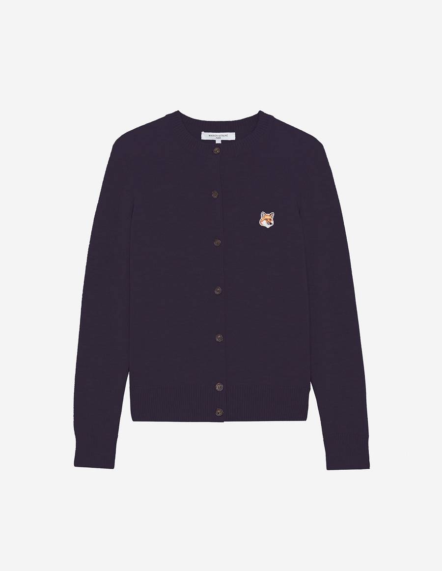 Navy Women\'s Maison Kitsune Fox Head Patch Adjusted R-neck Cardigan | AU-W0107