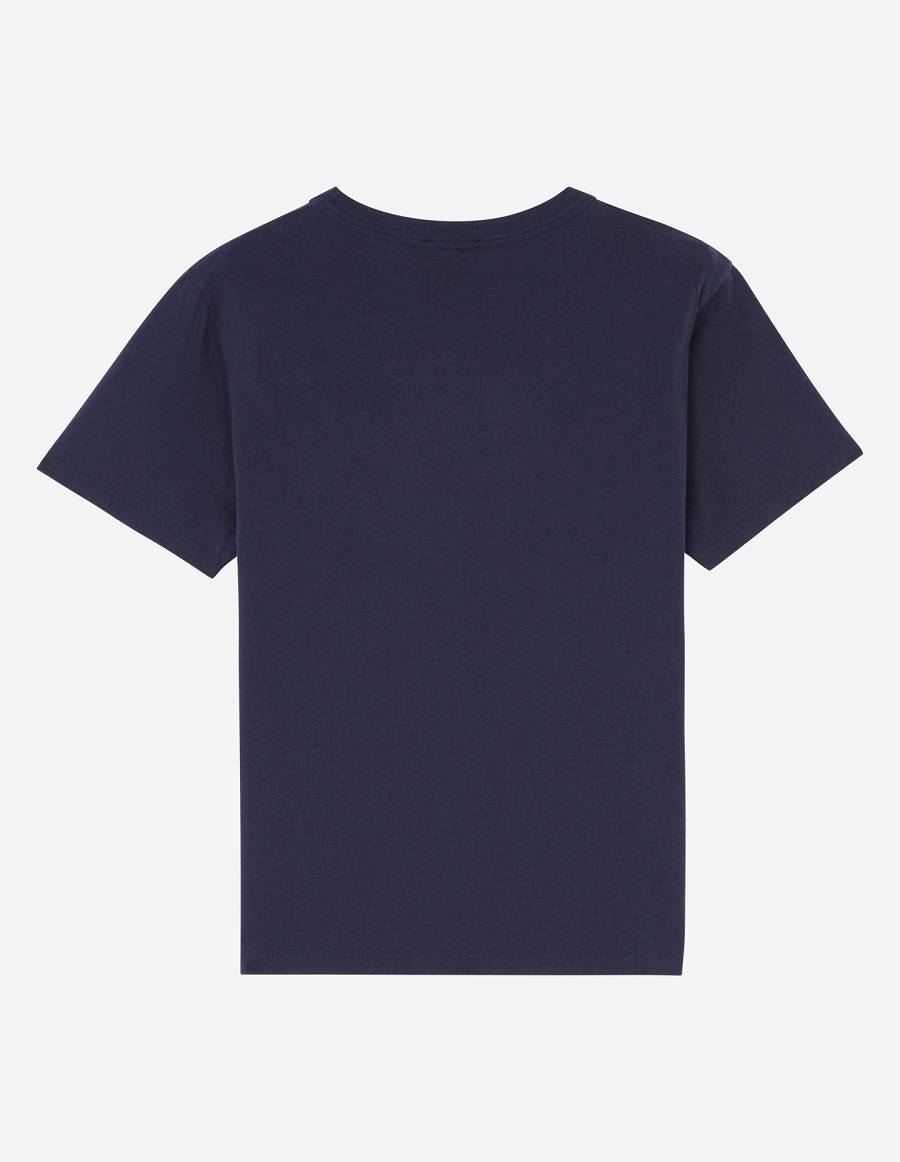 Navy Women's Maison Kitsune Fox Head Patch Classic T Shirts | AU-Y0846