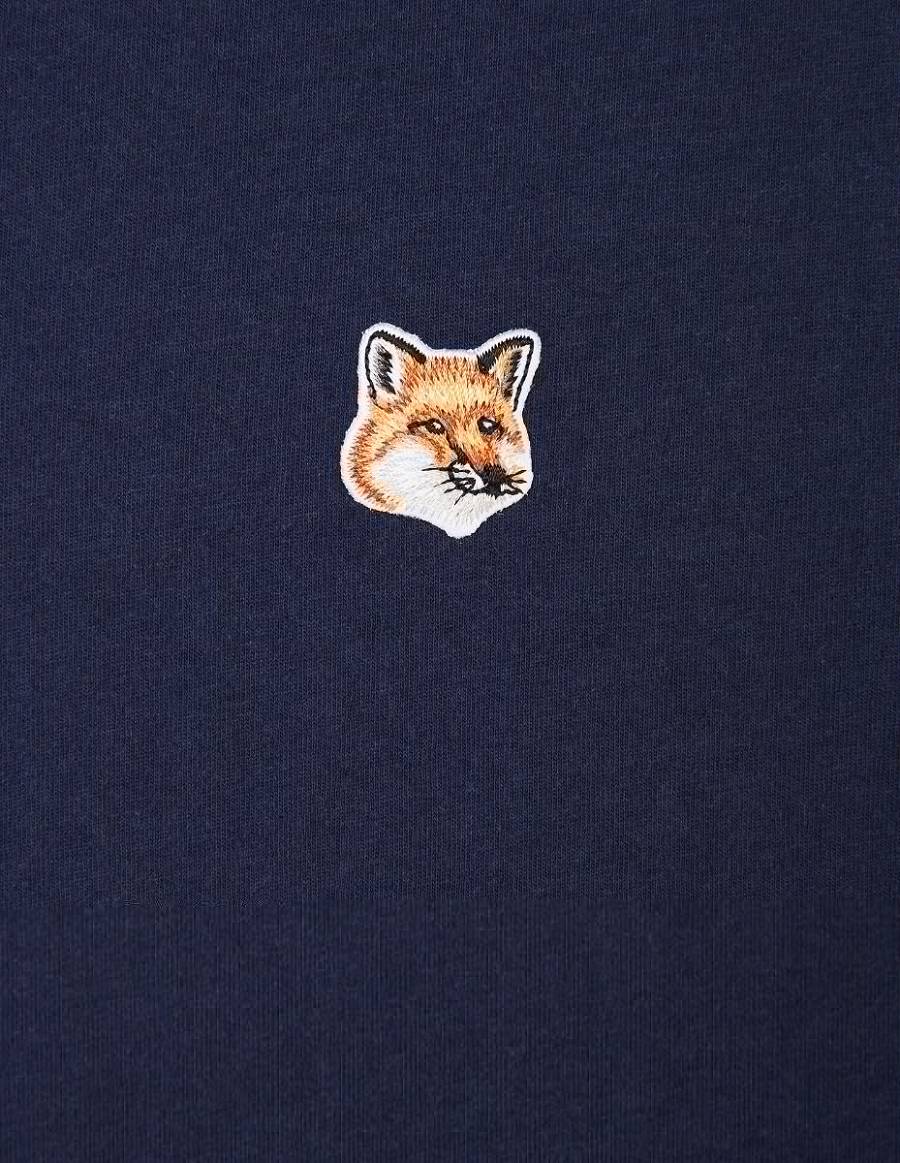 Navy Women's Maison Kitsune Fox Head Patch Classic T Shirts | AU-Y0846