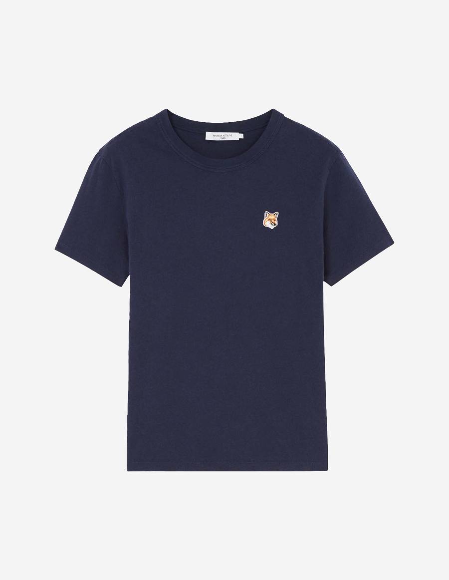 Navy Women\'s Maison Kitsune Fox Head Patch Classic T Shirts | AU-Y0846