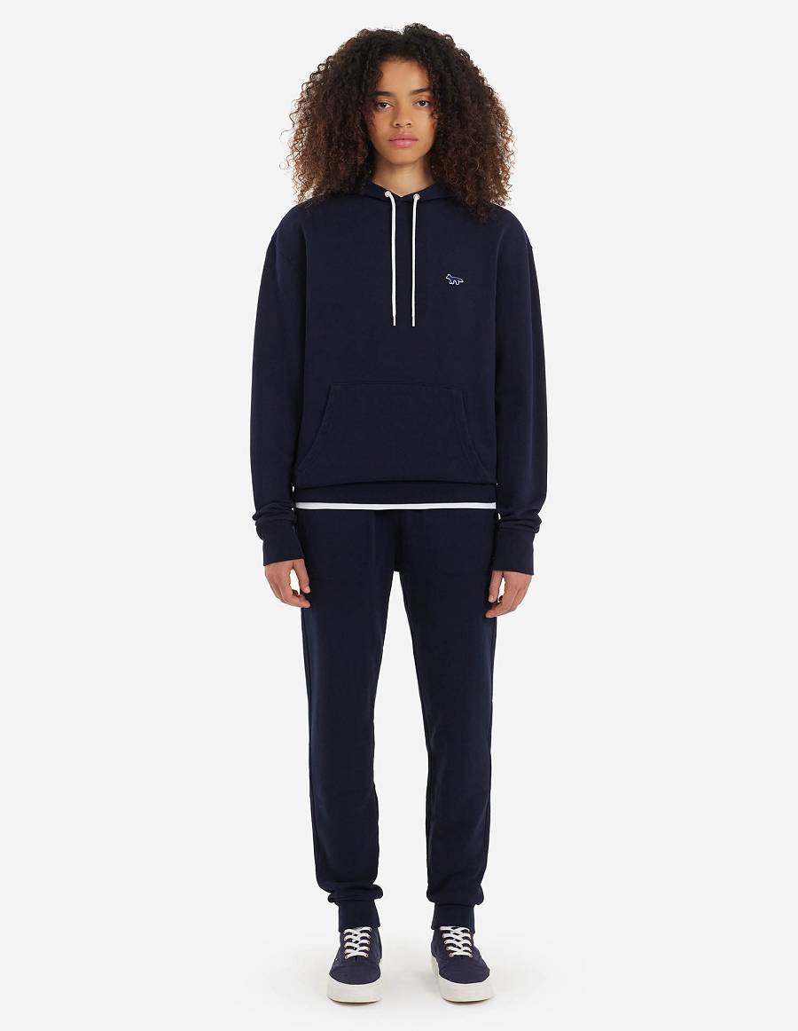 Navy Women's Maison Kitsune Navy Fox Patch Classic Hoodies | AU-Q0409