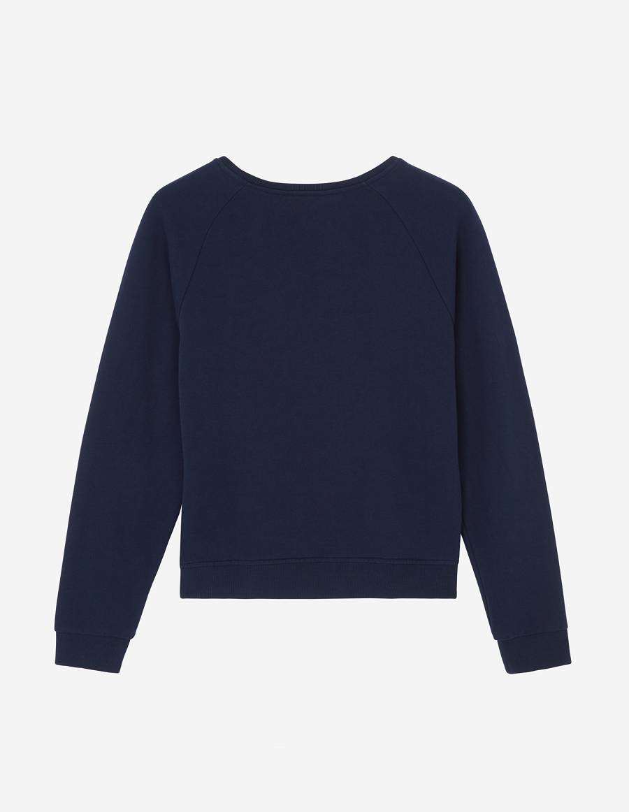 Navy Women's Maison Kitsune Parisienne Vintage Sweatshirts | AU-M0M67