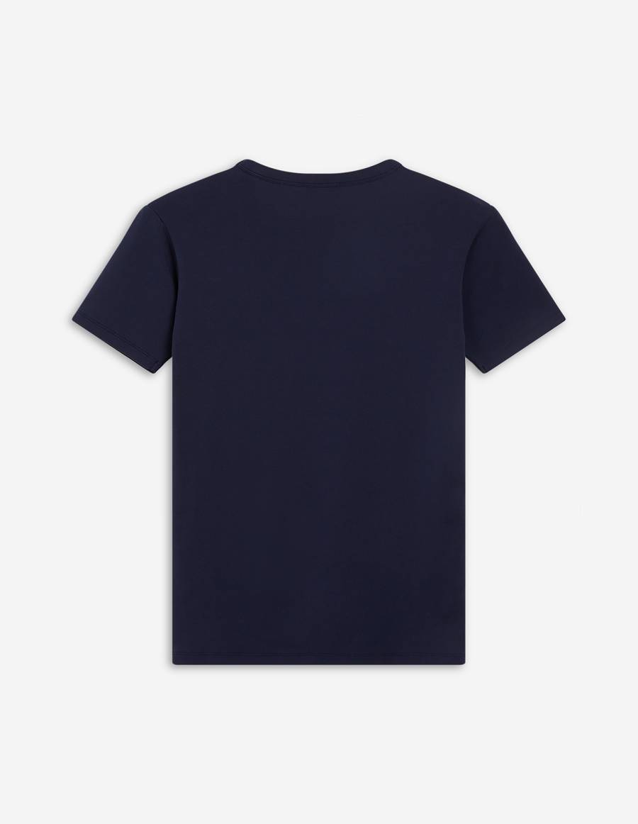 Navy Women's Maison Kitsune Profile Fox Patch Fitted T Shirts | AU-L0923