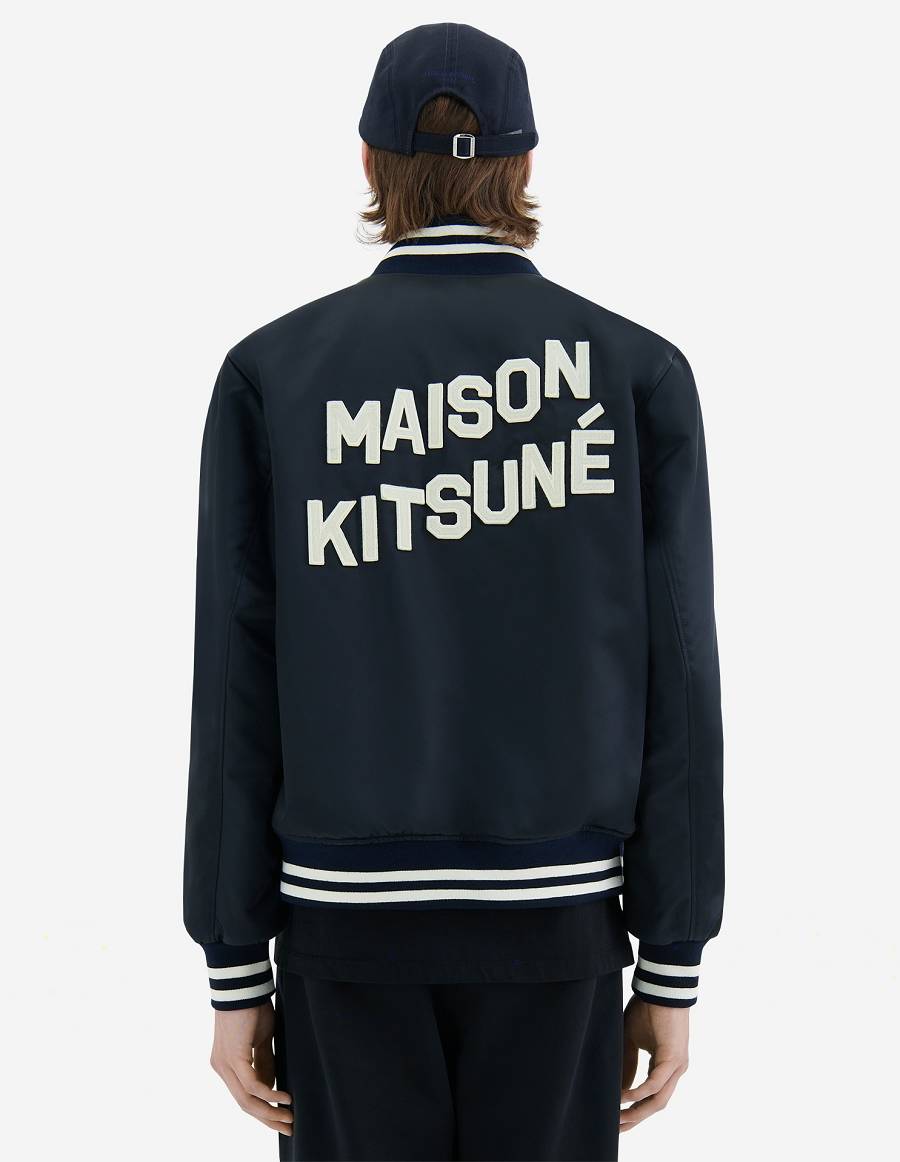 Navy Women's Maison Kitsune Satin Teddy Coats | AU-G0394