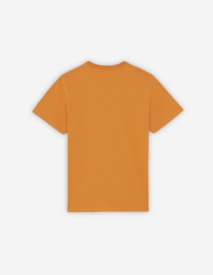 Orange Men's Maison Kitsune Cafe Kitsune Classic T Shirts | AU-P0M23