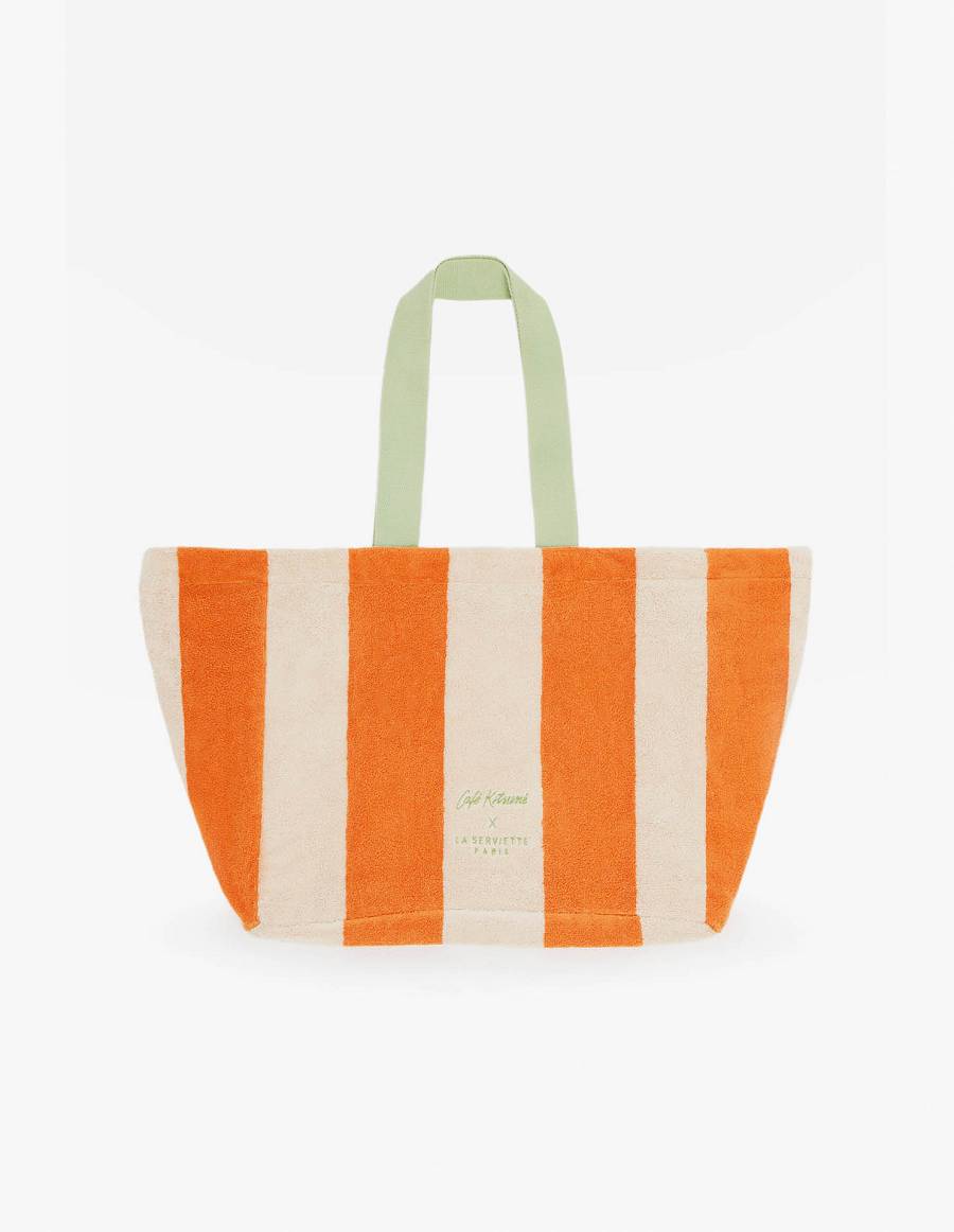 Orange Men\'s Maison Kitsune Striped Beach Accessories | AU-O1827