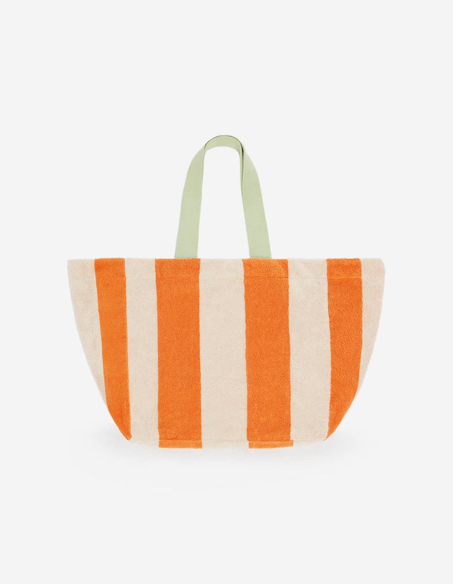 Orange Women's Maison Kitsune Striped Beach Bag Accessories | AU-K0854