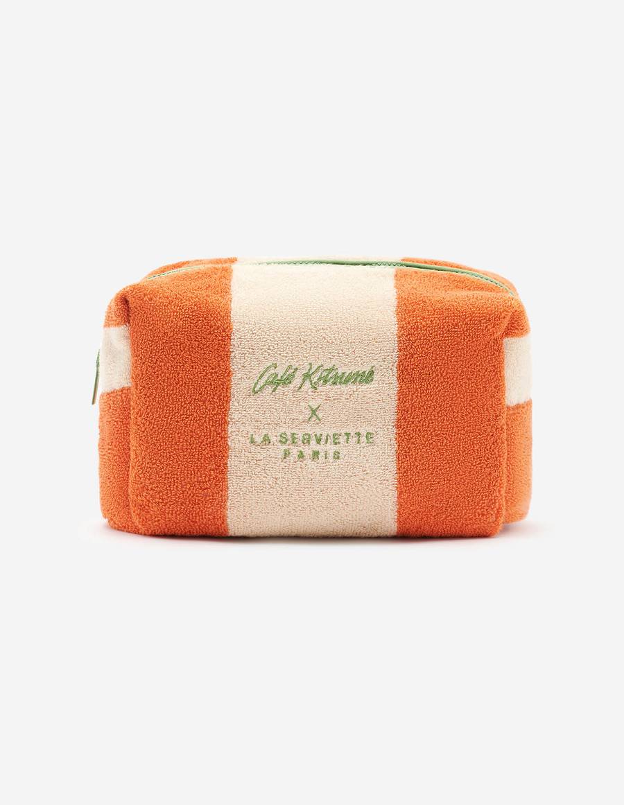 Orange Women\'s Maison Kitsune Striped Toiletry Bag Accessories | AU-B0461