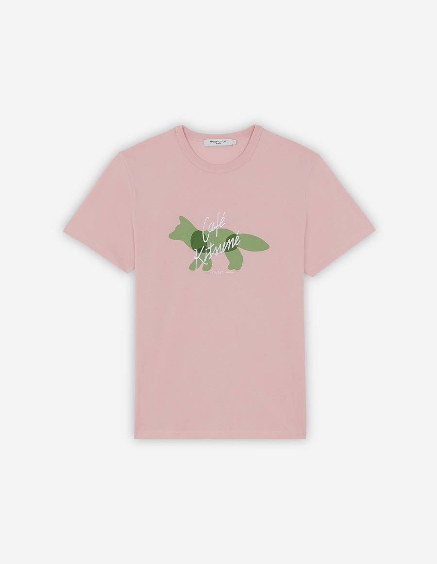 Pink Men\'s Maison Kitsune Fox Cafe Kitsune Classic T Shirts | AU-H0830