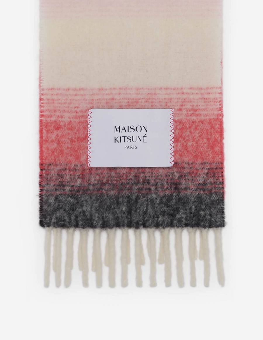 Pink Red Men's Maison Kitsune Gradient Fringed Scarf | AU-W0977