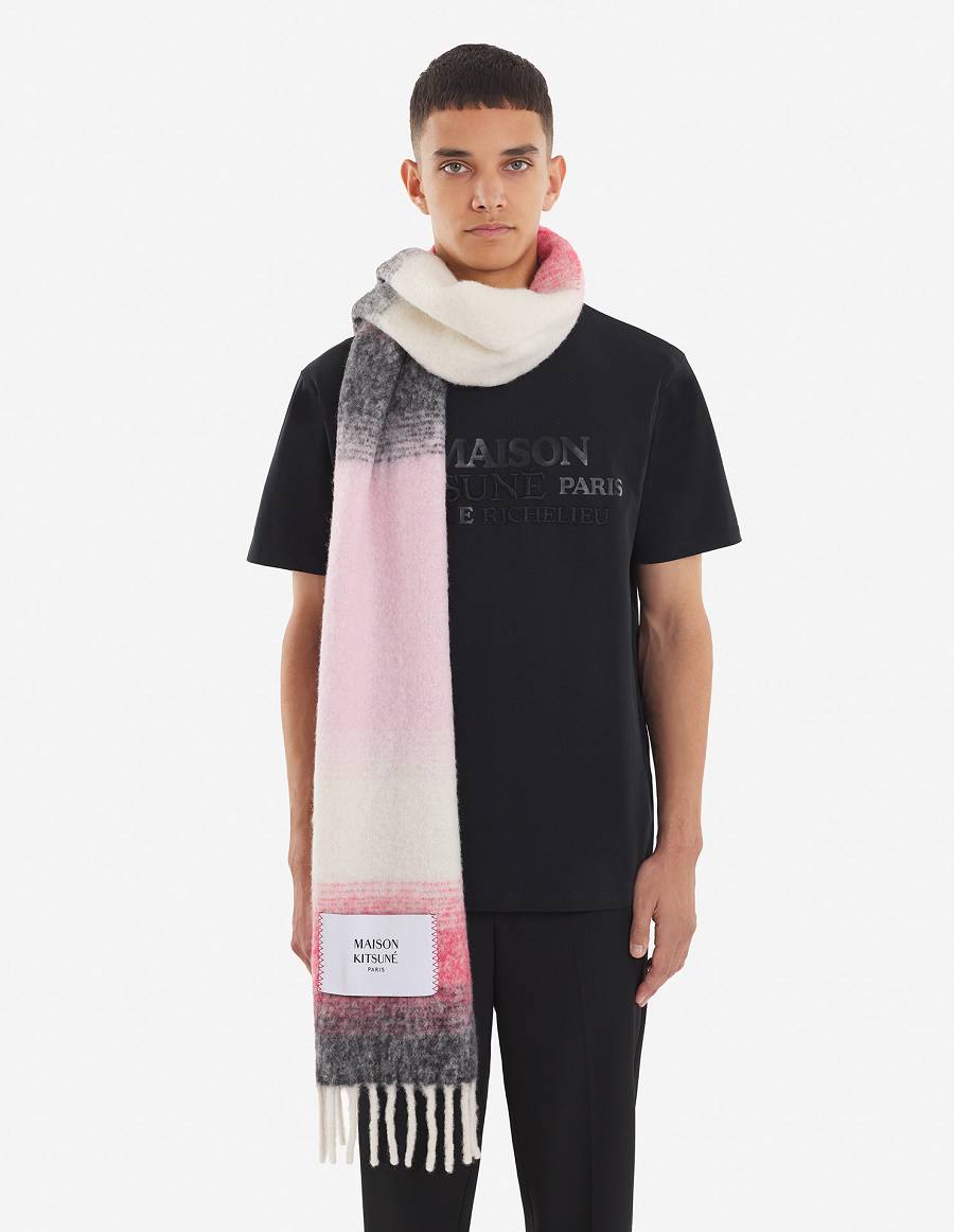 Pink Red Men's Maison Kitsune Gradient Fringed Scarf | AU-W0977