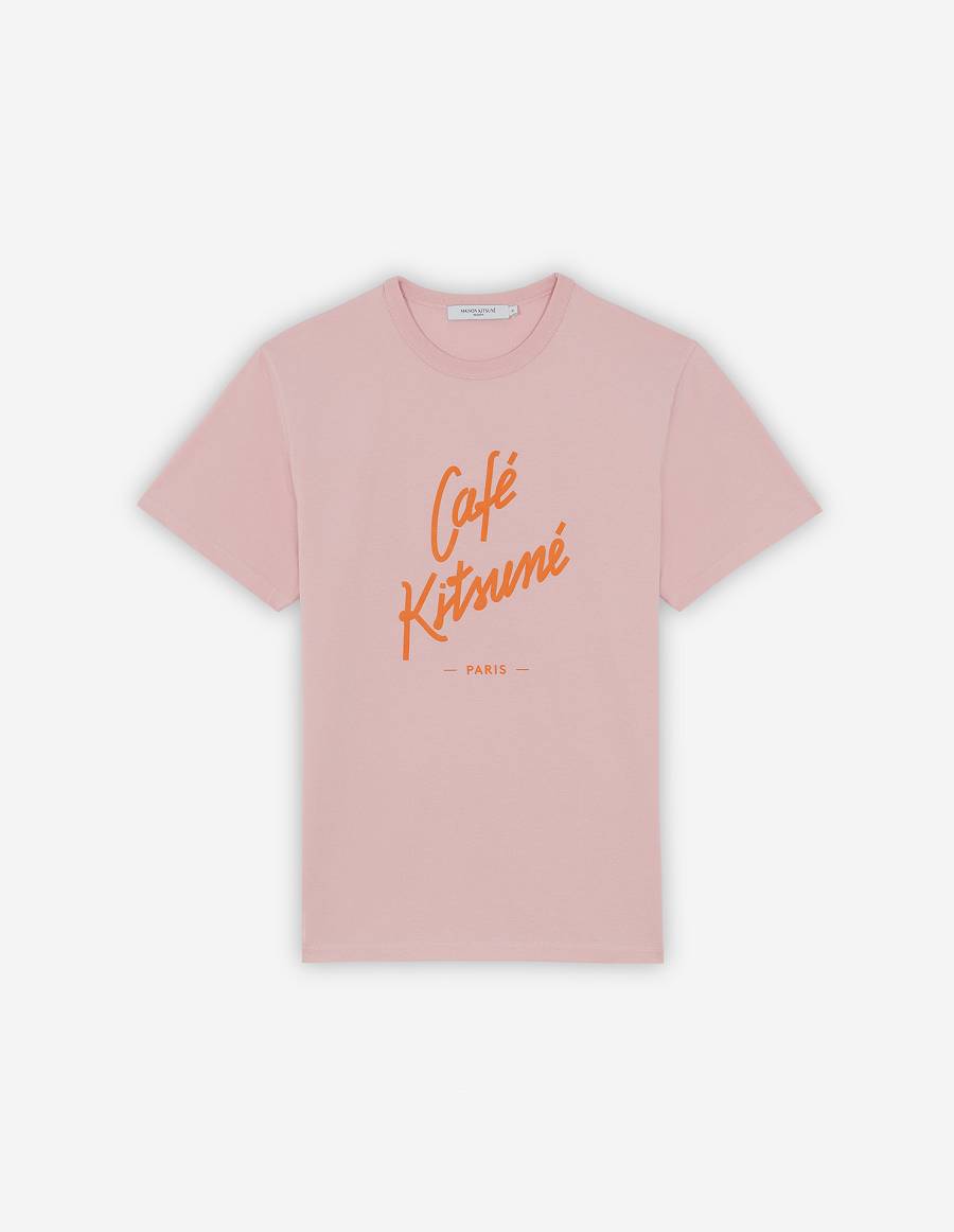 Pink Women\'s Maison Kitsune Cafe Kitsune Classic T Shirts | AU-Q0351