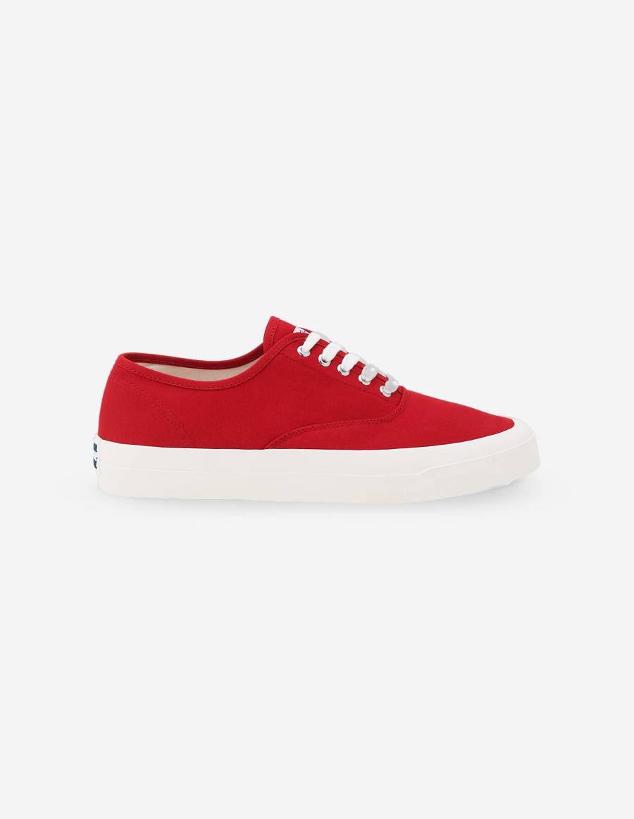 Red Men's Maison Kitsune 6 18 Canvas Laced Sneakers | AU-M0460