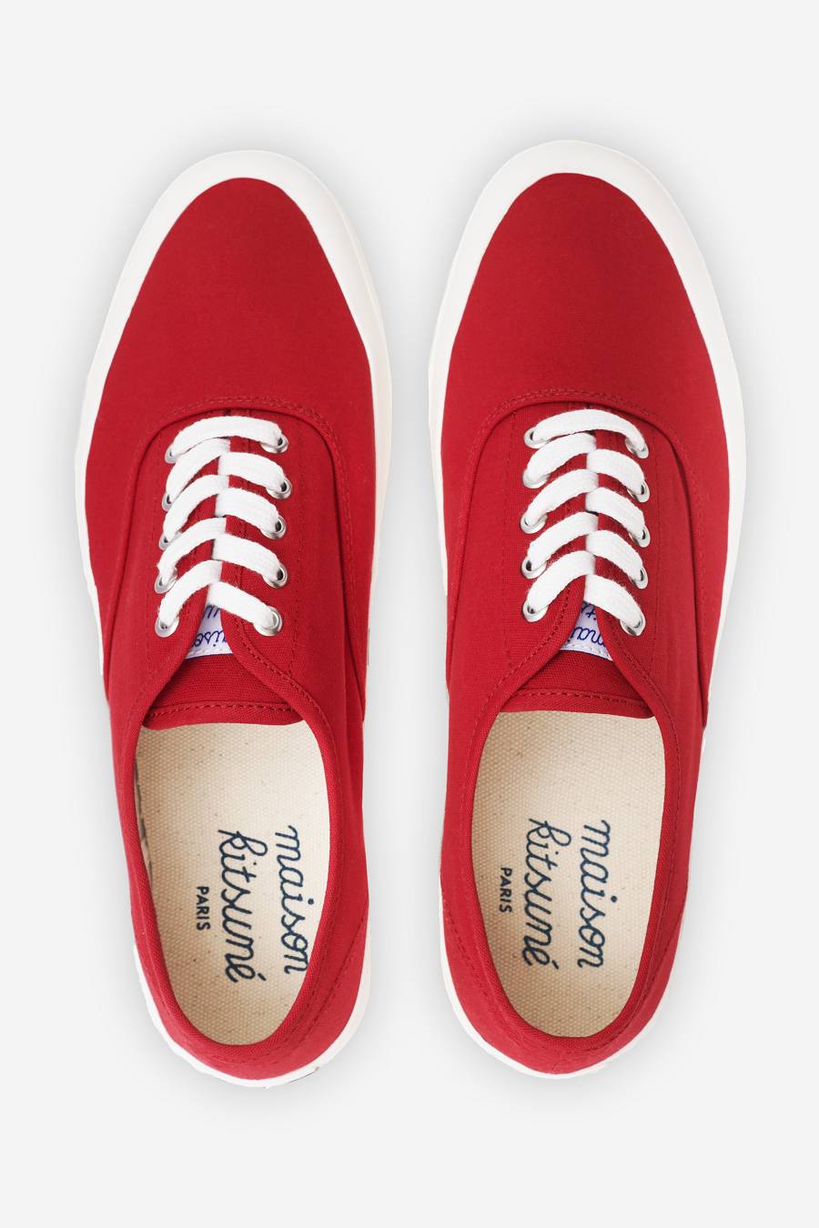 Red Men's Maison Kitsune 6 18 Canvas Laced Sneakers | AU-M0460