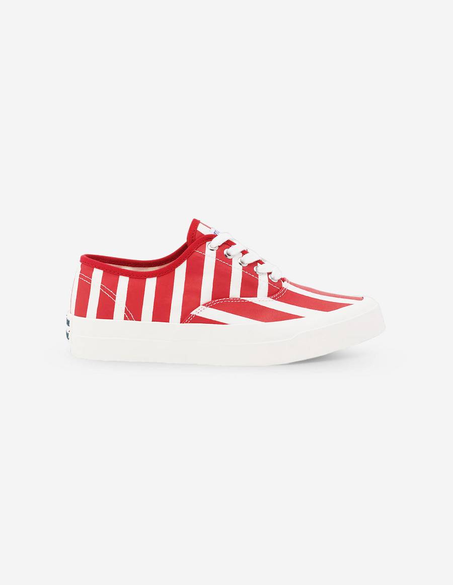 Red Women's Maison Kitsune Canvas Laced Sneakers | AU-K0M29