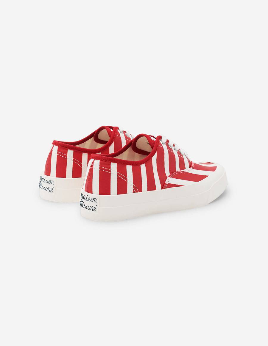 Red Women's Maison Kitsune Canvas Laced Sneakers | AU-K0M29