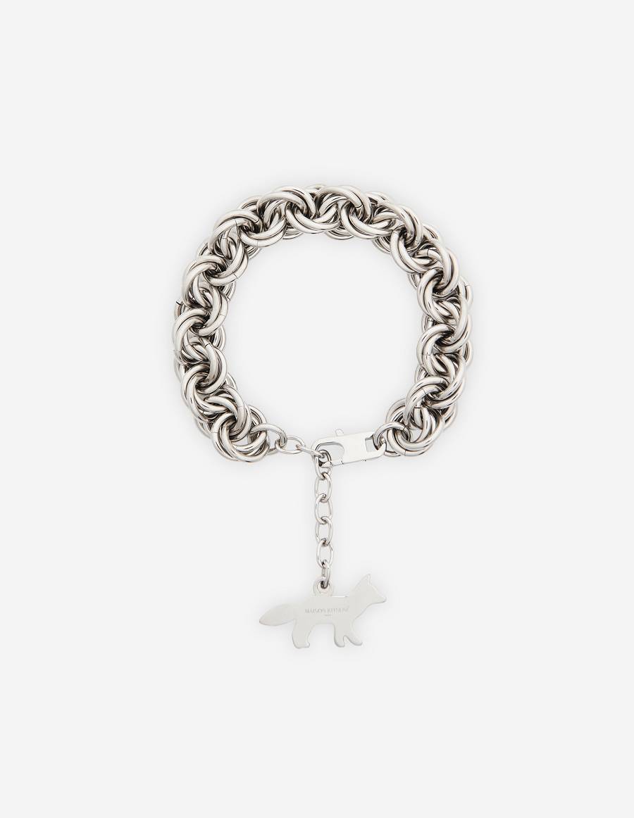 Silver Men\'s Maison Kitsune Knot Chain Bracelet Accessories | AU-U0151