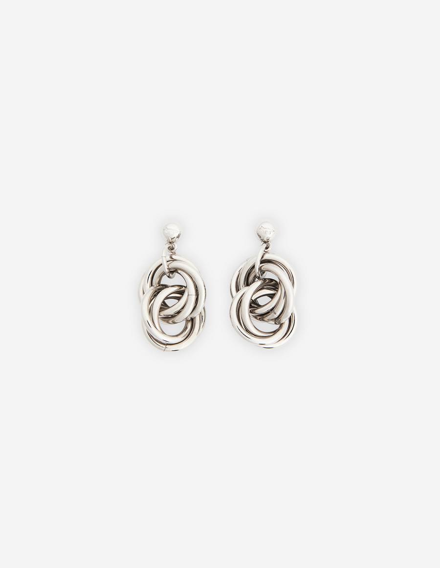 Silver Men\'s Maison Kitsune Knot Chain Earrings Accessories | AU-G0M53