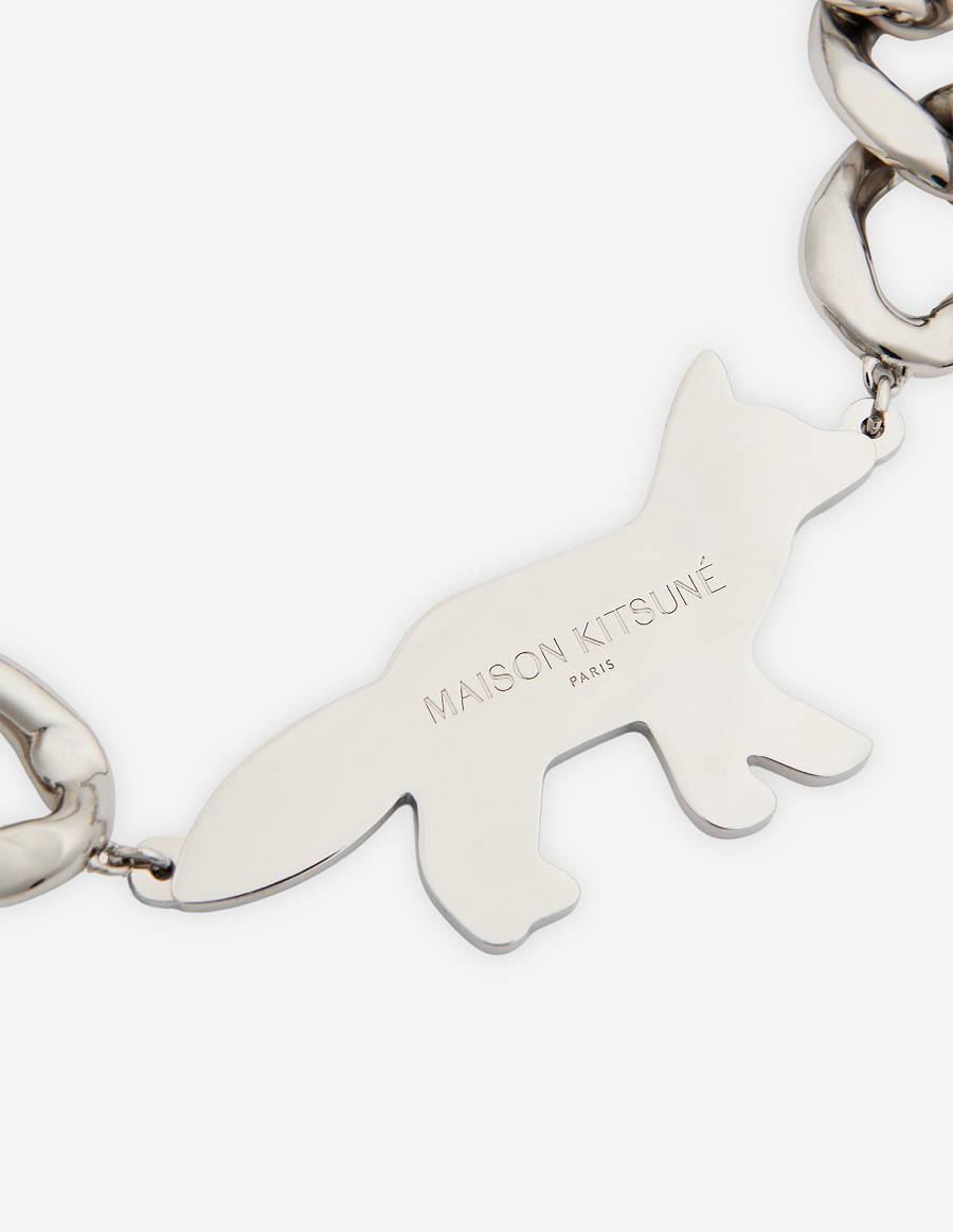 Silver Men's Maison Kitsune Profile Fox Chunky Gourmette Necklace Accessories | AU-H0540