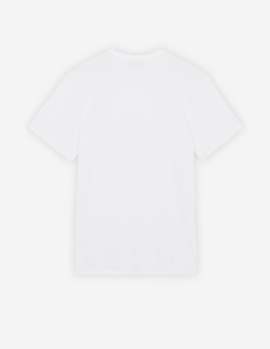 White Men's Maison Kitsune Baby Fox Patch Pocket T Shirts | AU-S0212