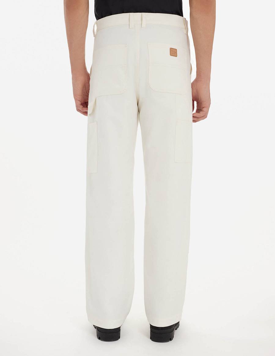 White Men's Maison Kitsune Cafe Workwear Pants | AU-G0365
