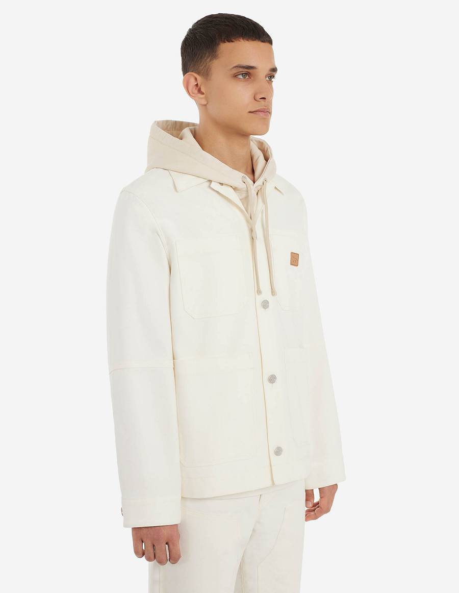 White Men's Maison Kitsune Cafe Workwear Jackets | AU-G0994