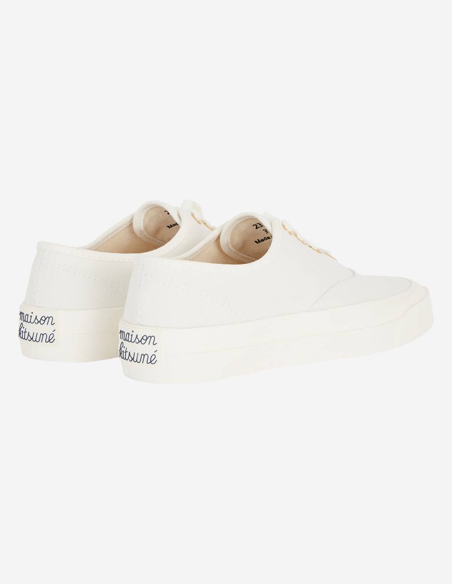 White Men's Maison Kitsune Canvas Laced Sneakers | AU-Z842