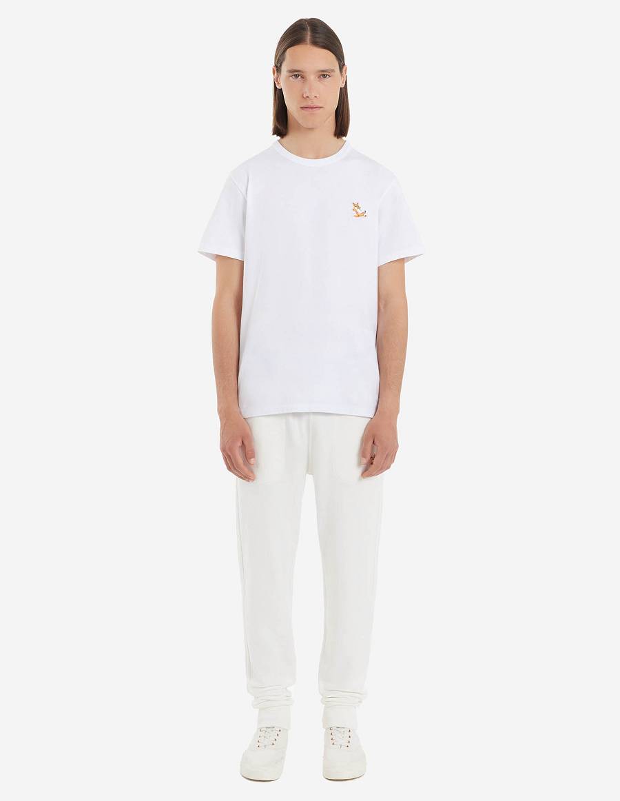 White Men's Maison Kitsune Chillax Fox Patch Classic Jog Pants | AU-K0574