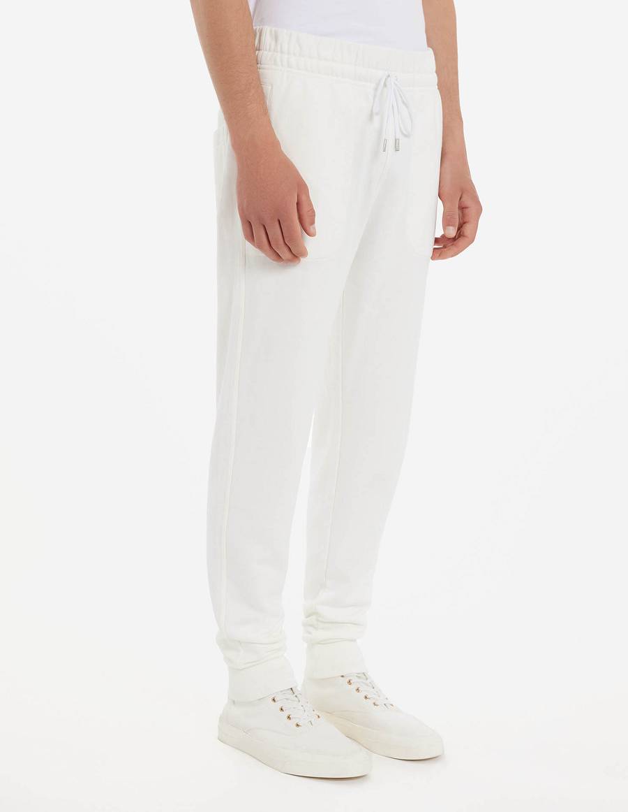 White Men's Maison Kitsune Chillax Fox Patch Classic Jog Pants | AU-K0574