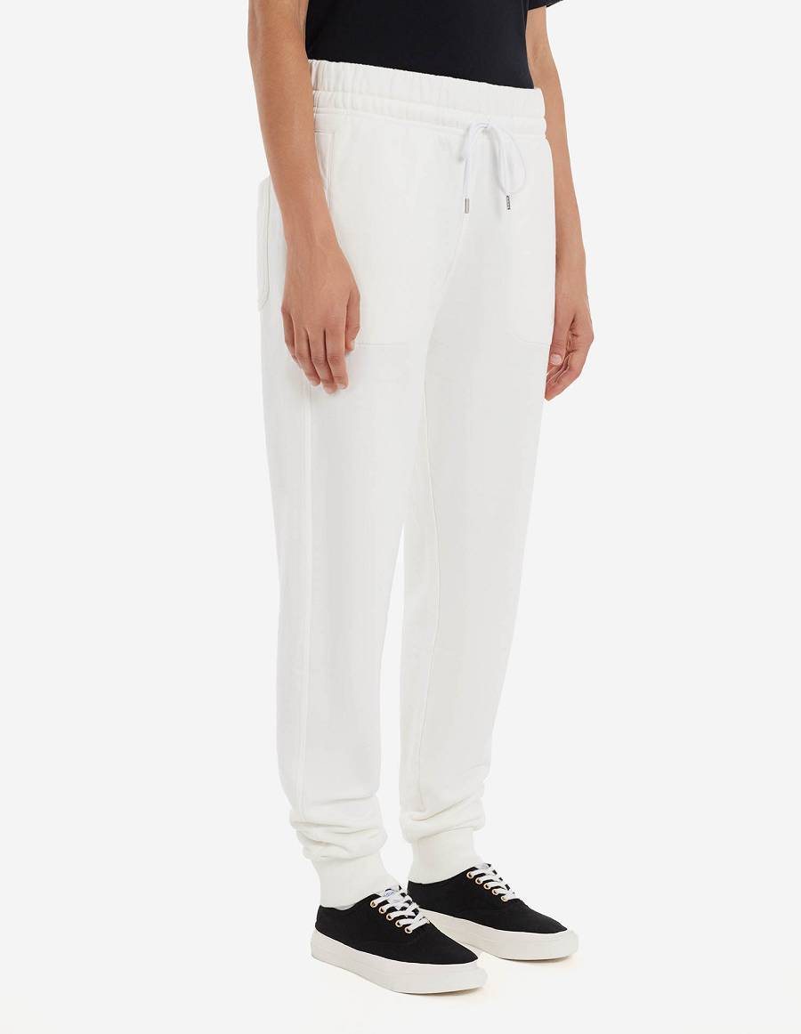 White Men's Maison Kitsune Chillax Fox Patch Classic Jog Pants | AU-K0574