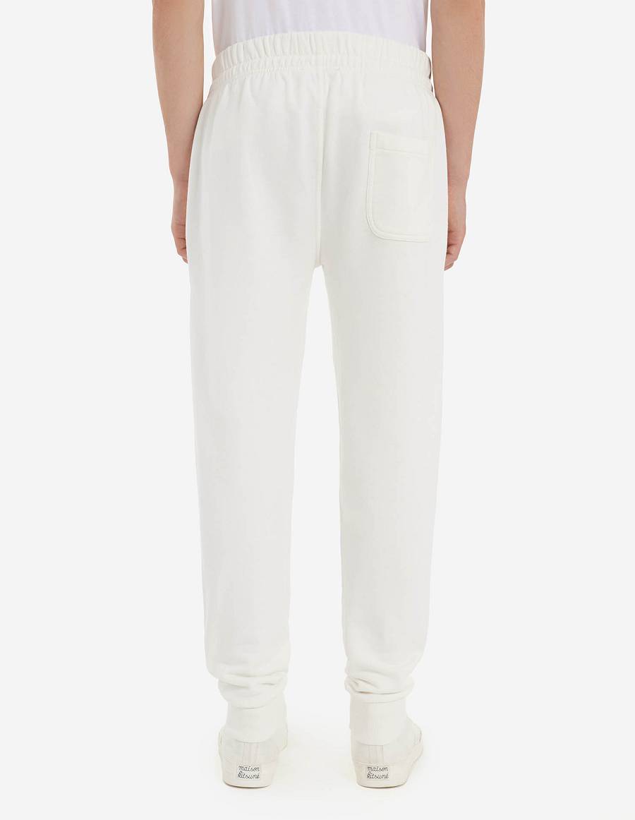 White Men's Maison Kitsune Chillax Fox Patch Classic Jog Pants | AU-K0574