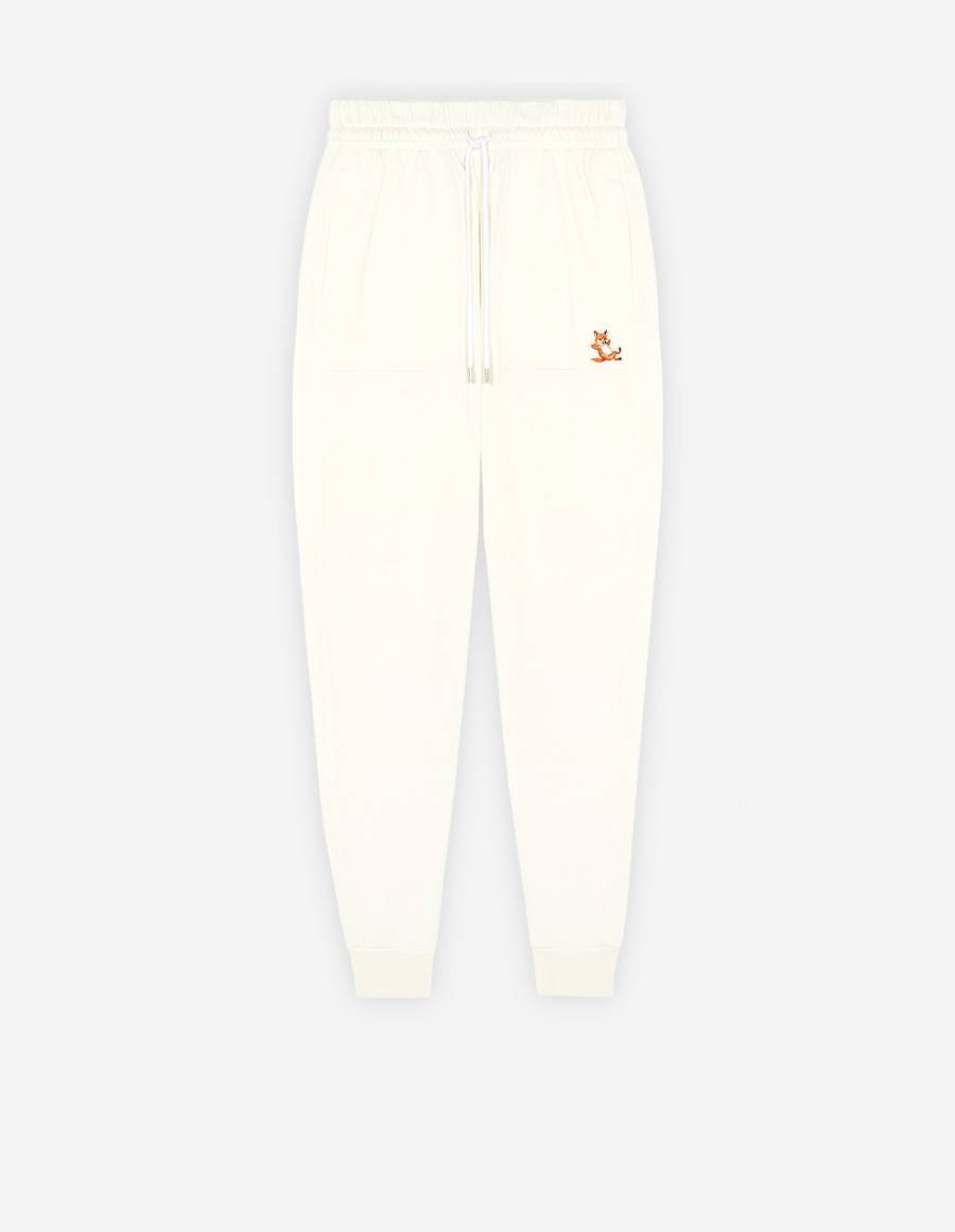 White Men\'s Maison Kitsune Chillax Fox Patch Classic Jog Pants | AU-K0574