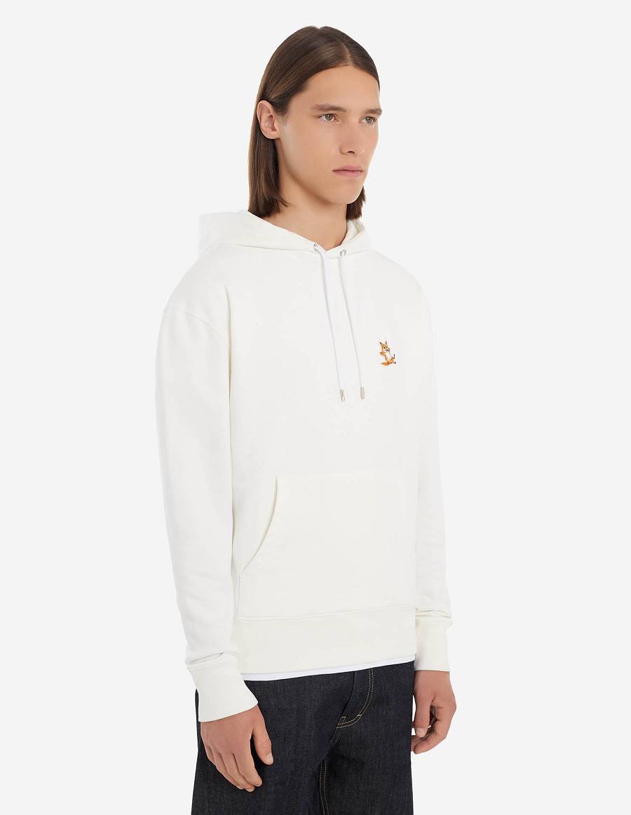 White Men's Maison Kitsune Chillax Fox Patch Classic Hoodies | AU-K0632