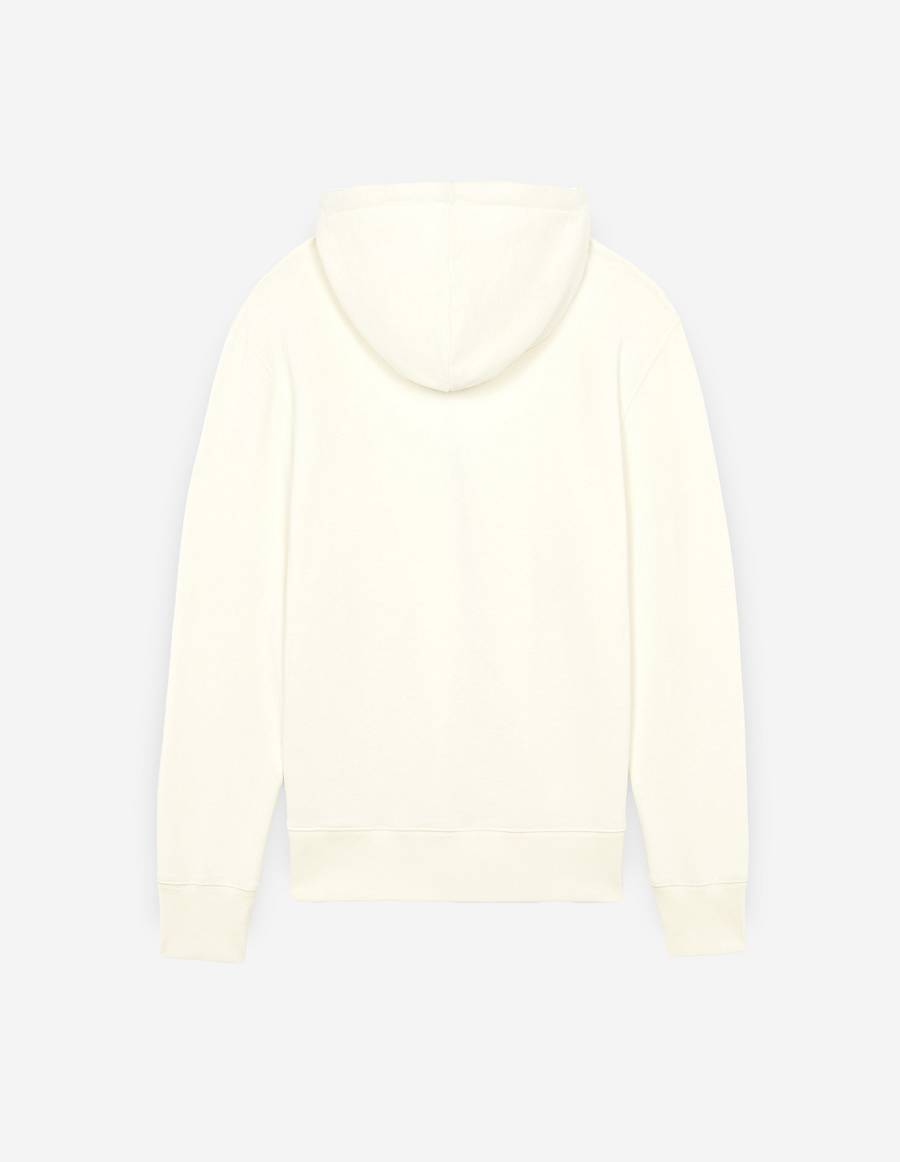 White Men's Maison Kitsune Chillax Fox Patch Zipped Hoodies | AU-U0470