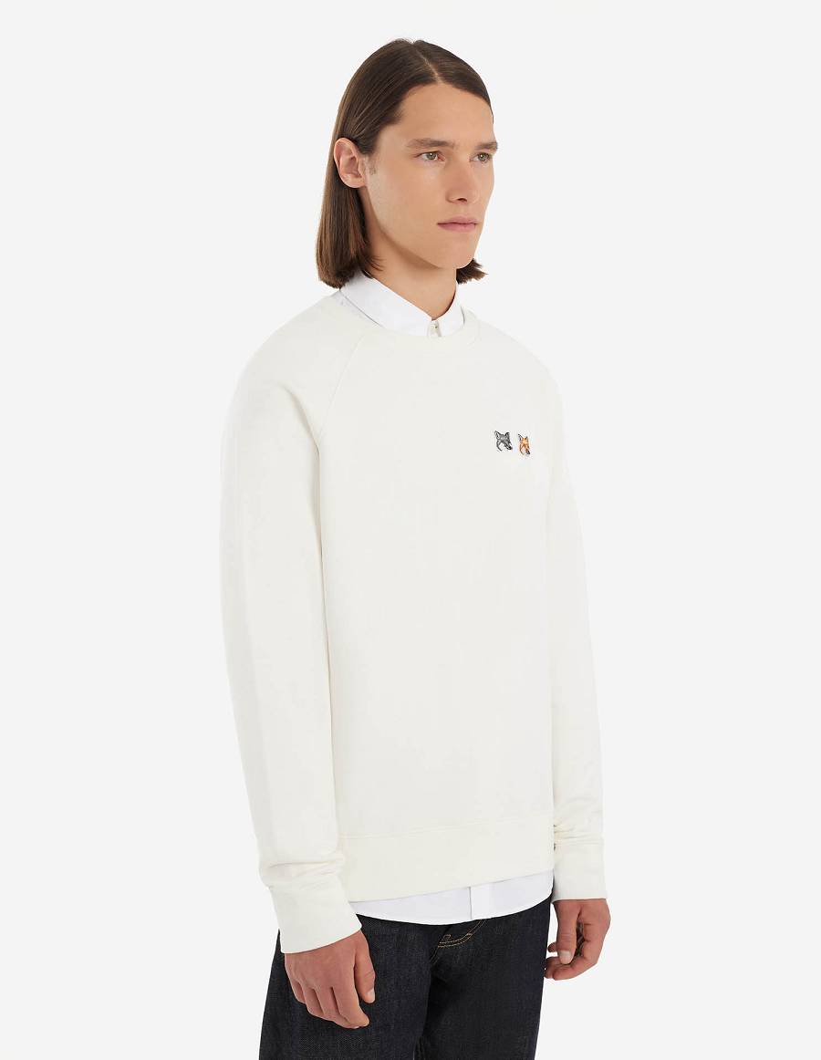 White Men's Maison Kitsune Double Fox Head Patch Classic Sweatshirts | AU-X0986