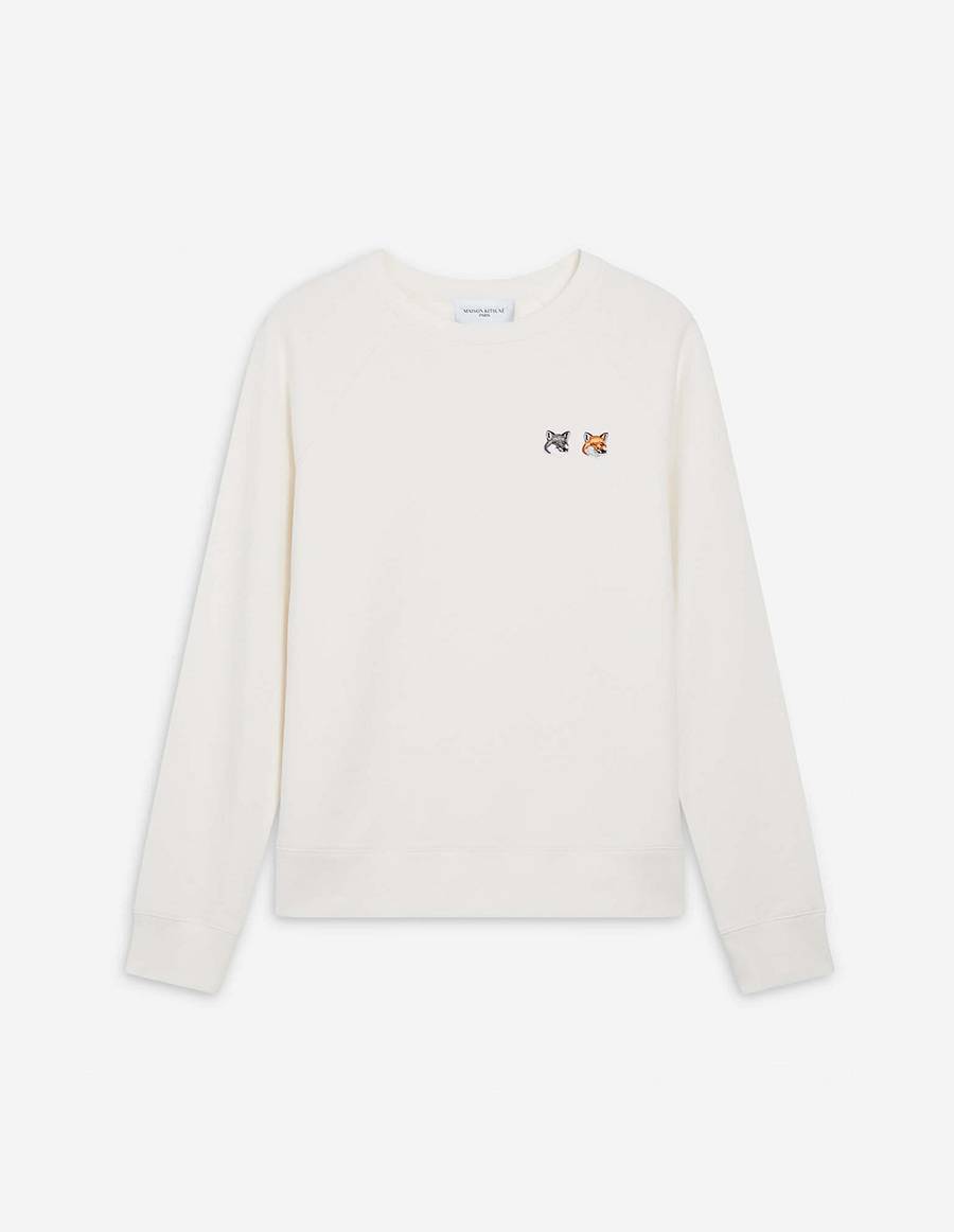 White Men\'s Maison Kitsune Double Fox Head Patch Classic Sweatshirts | AU-X0986