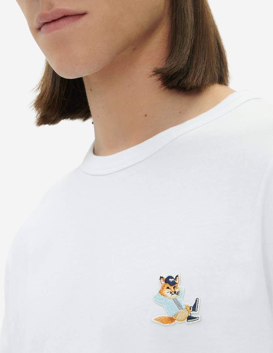 White Men's Maison Kitsune Dressed Fox Patch Classic T Shirts | AU-M0M27