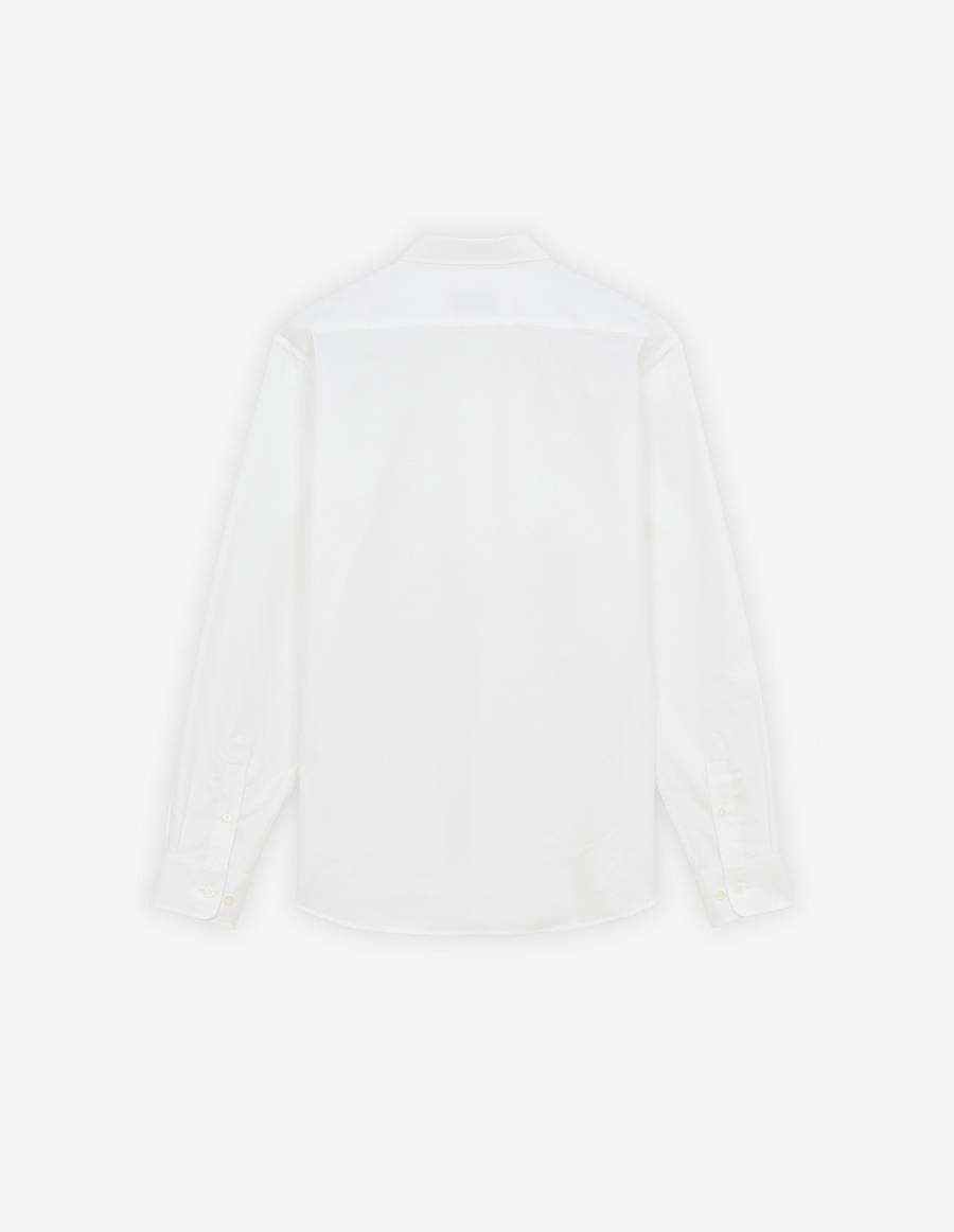 White Men's Maison Kitsune Fox Embroidery Pocket Classic Shirts | AU-P0442