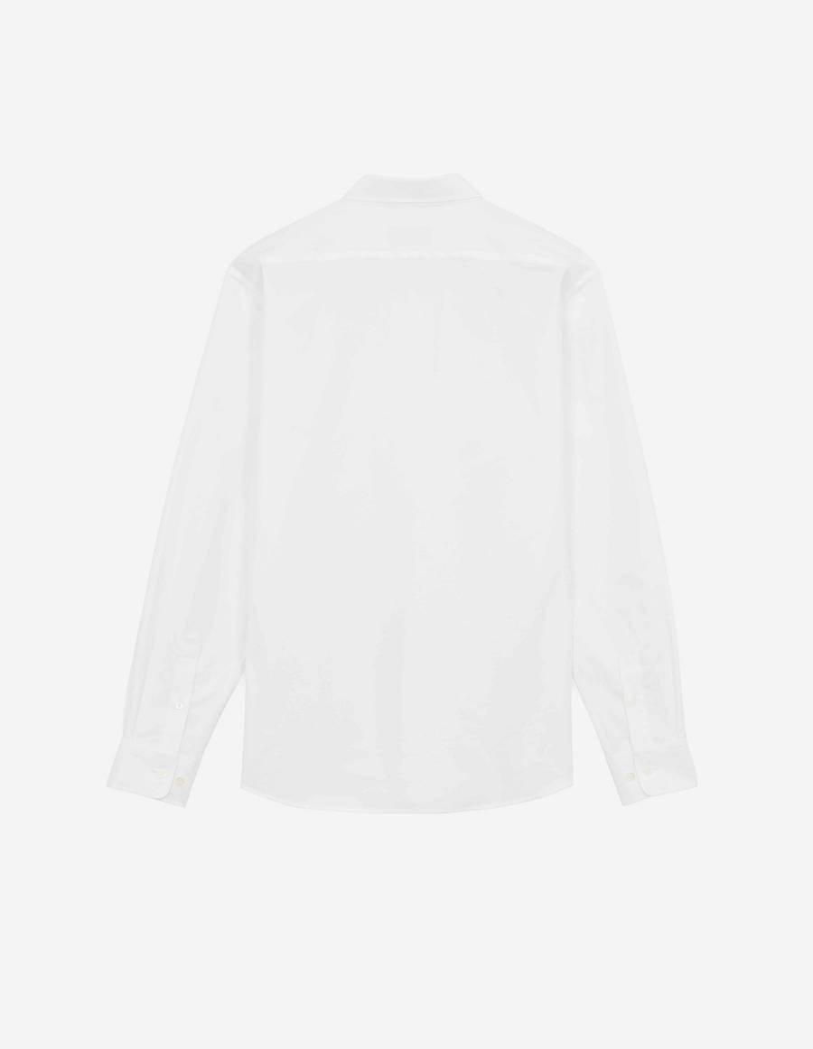 White Men's Maison Kitsune Fox Embroidery Pocket Classic Shirts | AU-P761