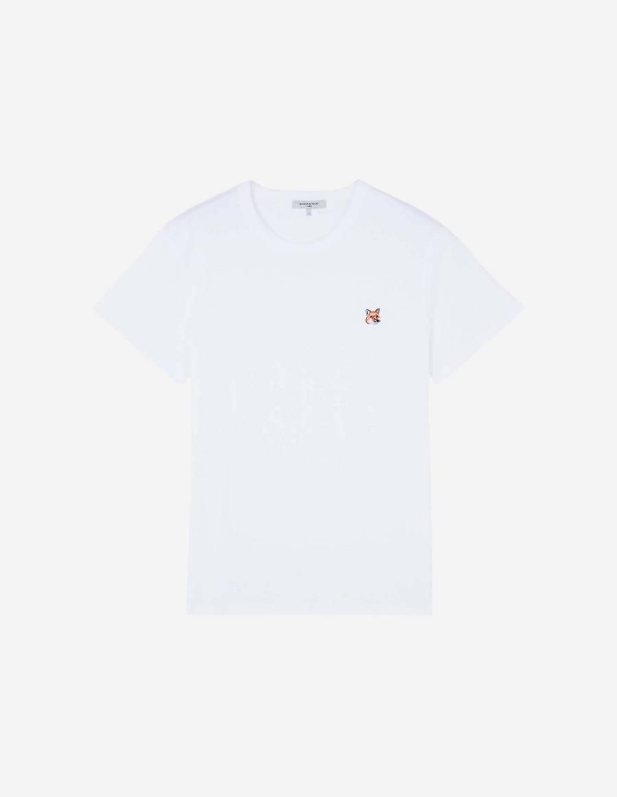 White Men\'s Maison Kitsune Fox Head Patch Classic T Shirts | AU-G0626