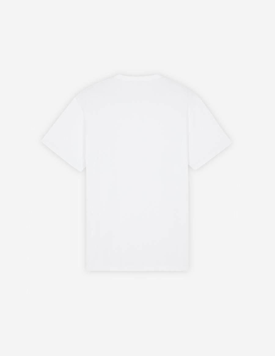 White Men's Maison Kitsune Grey Fox Head Patch Classic T Shirts | AU-P0761