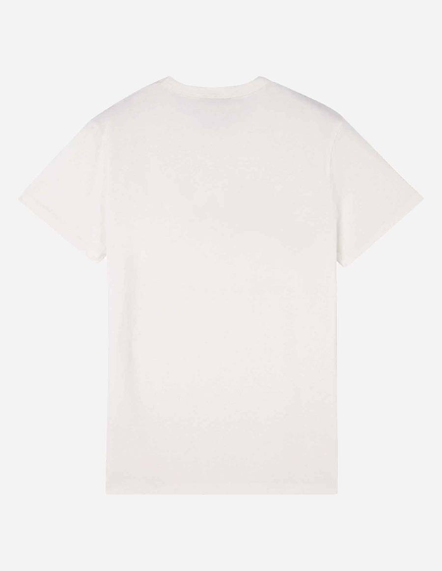 White Men's Maison Kitsune Handwriting Classic T Shirts | AU-X0203