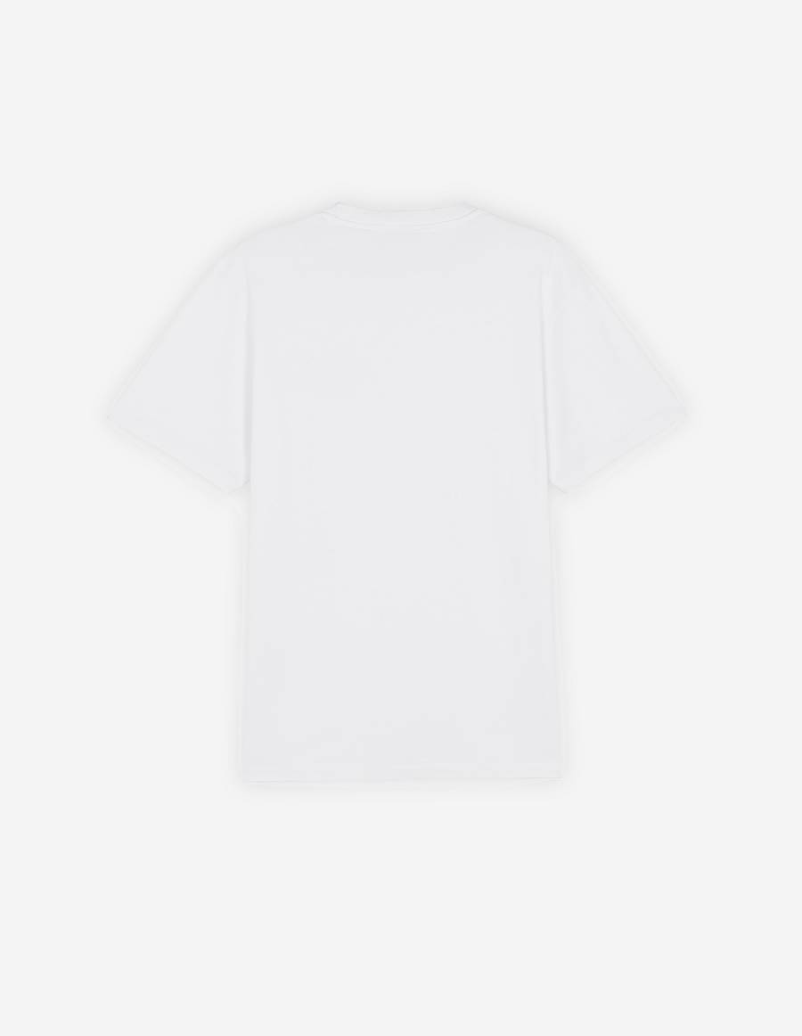 White Men's Maison Kitsune Mini Handwriting Classic T Shirts | AU-O1160