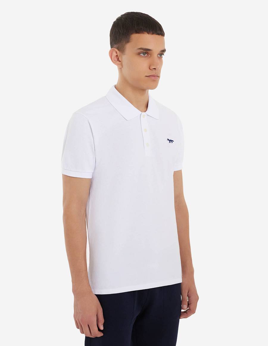 White Men's Maison Kitsune Navy Fox Patch Classic Polo | AU-X0812