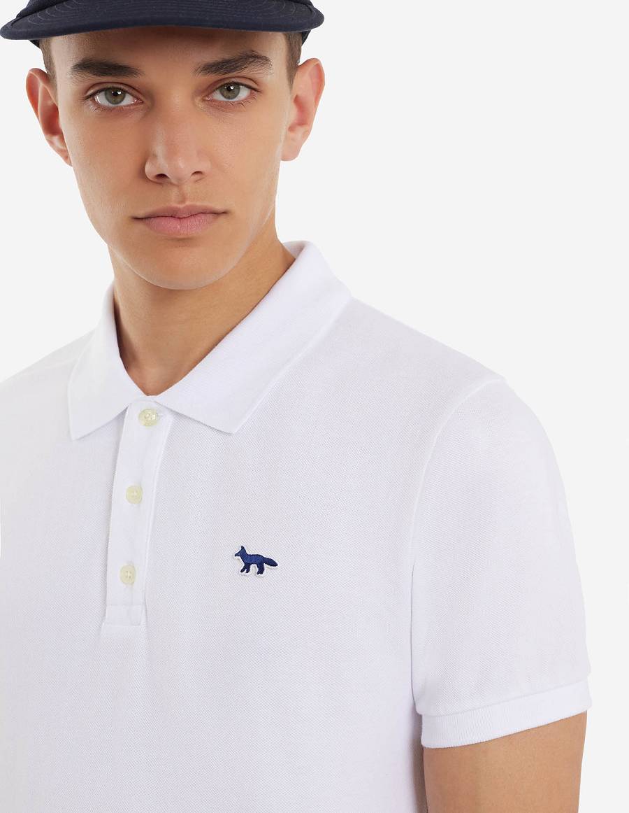 White Men's Maison Kitsune Navy Fox Patch Classic Polo | AU-X0812