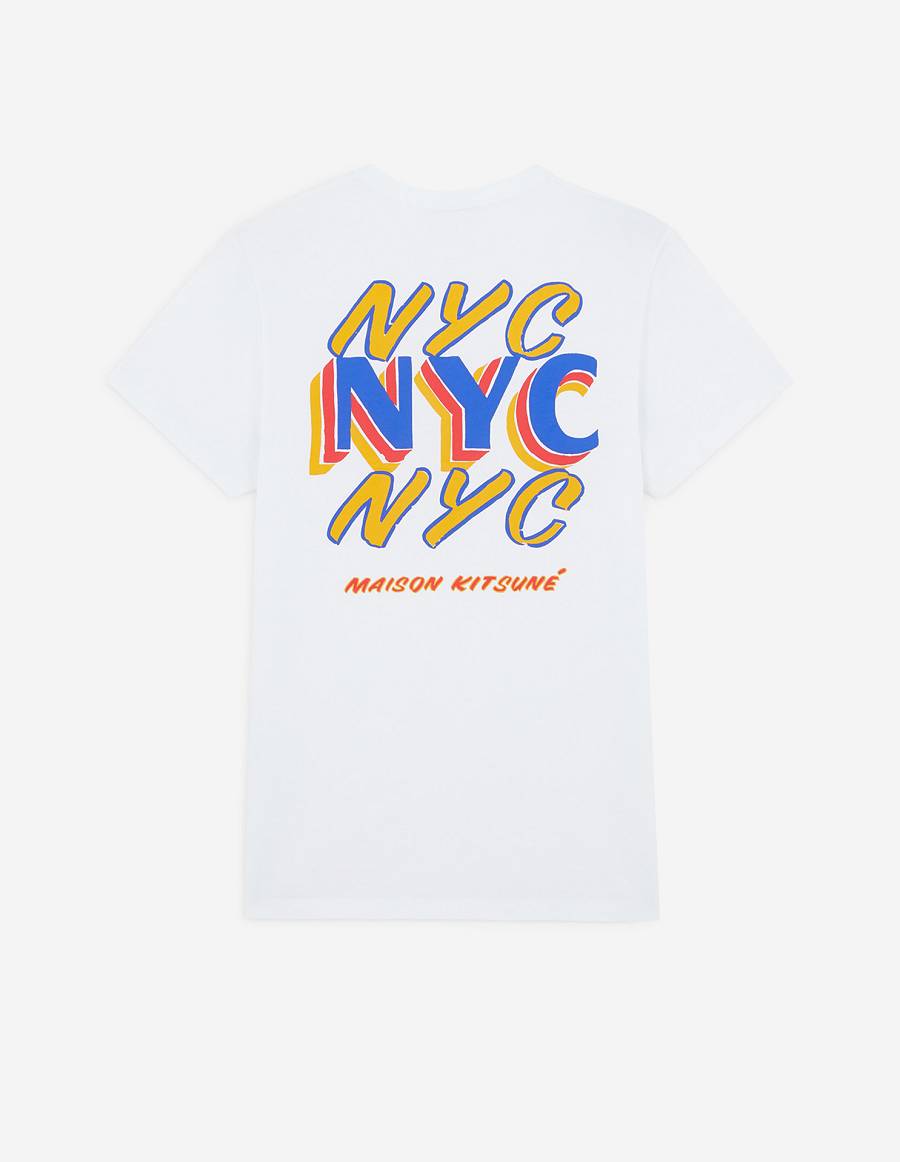 White Men's Maison Kitsune Nyc Ben Klevay T Shirts | AU-B113