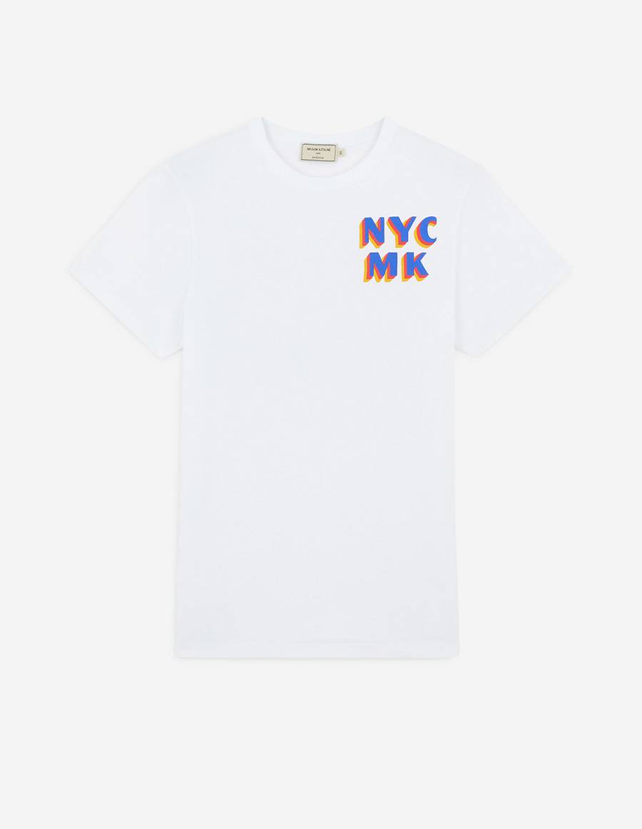 White Men\'s Maison Kitsune Nyc Ben Klevay T Shirts | AU-B113