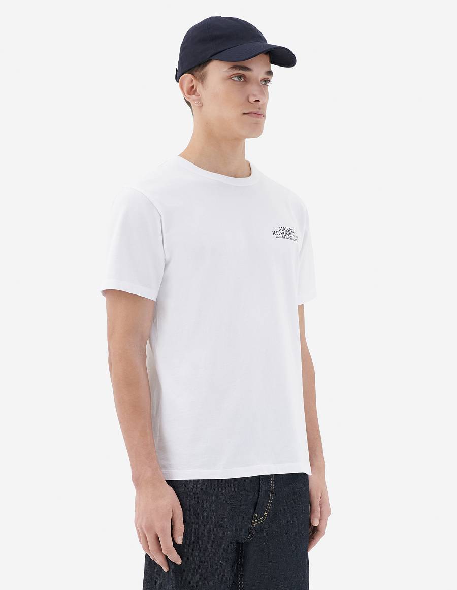 White Men's Maison Kitsune Rue De Richelieu Classic T Shirts | AU-G0820